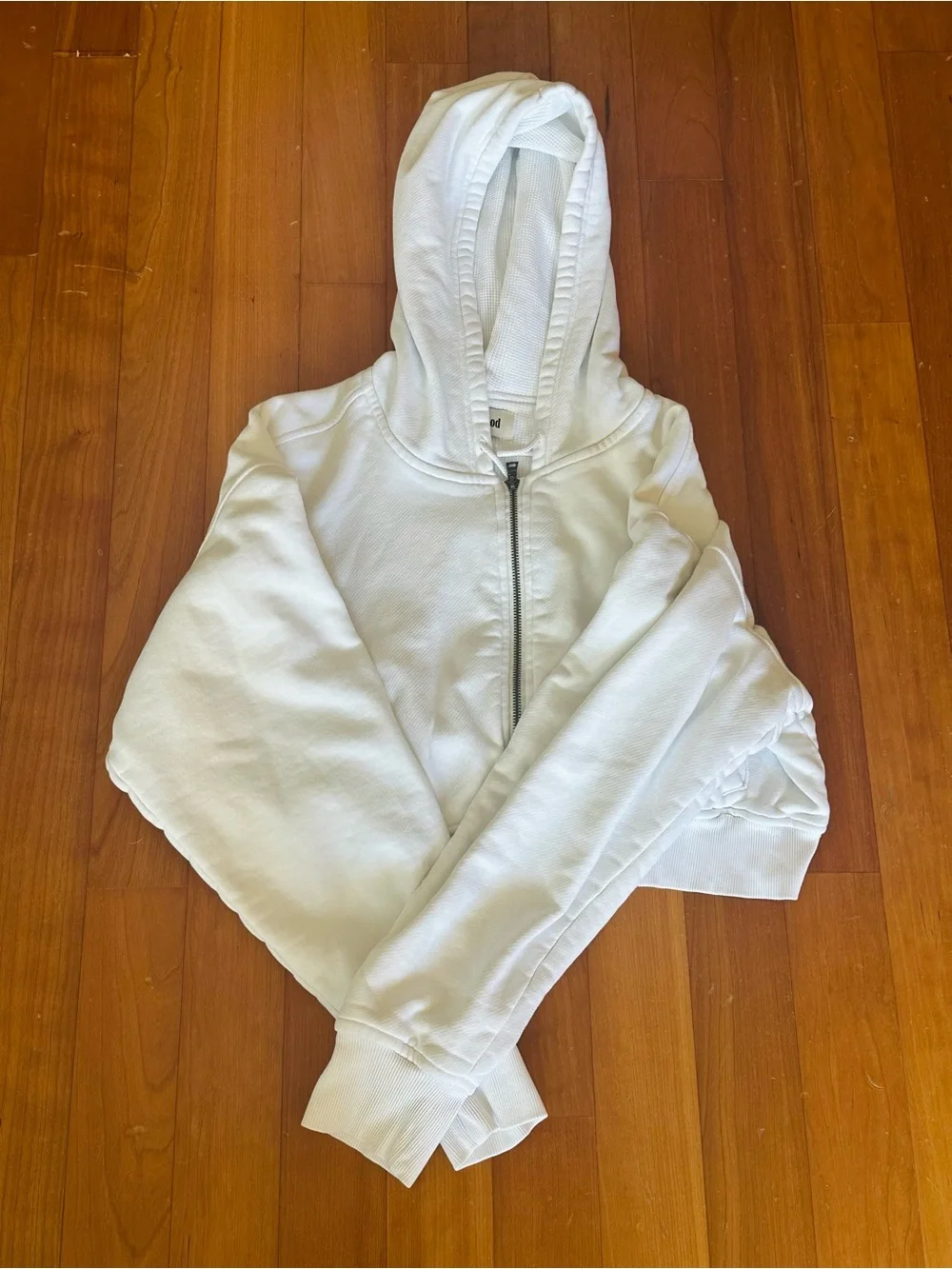 Elwood White Cropped Zip-Up Hoodie - Picture 3 of 9